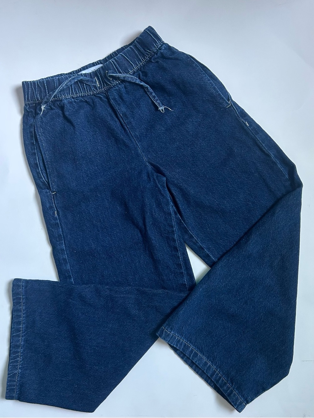 Zara Girls Dark Blue Elastic-Waist Denim Jeans